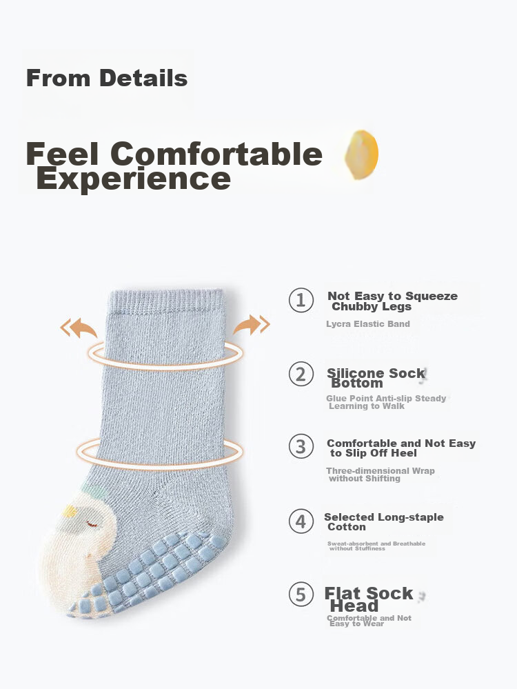 Aibaoshi Baby Floor Socks, Spring And Autumn Infant Socks, Indoor Walking Socks, Early Education Mid-Calf Socks, 3 Pairs, Size M, T044 4