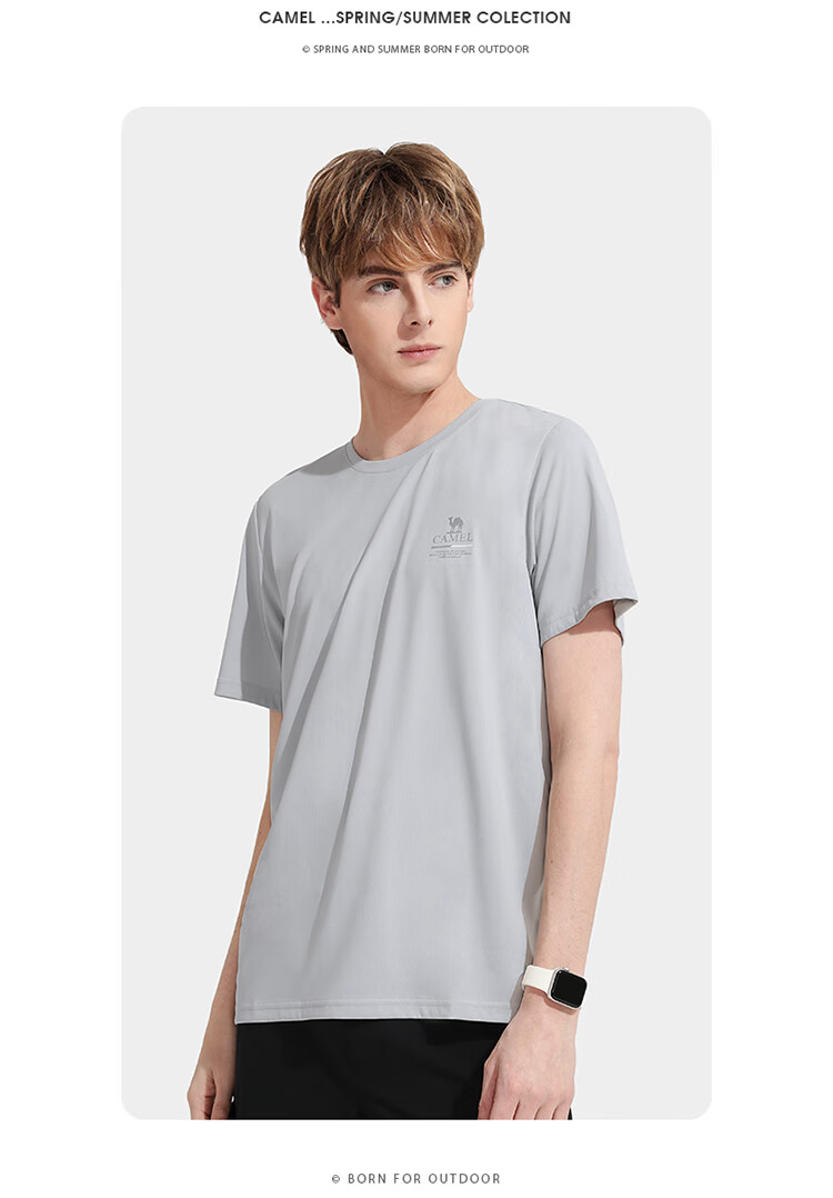 CAMEL Outdoor Quick-Dry T-Shirt, Spring And Summer Honeycomb Mesh Breathable Top, Couple's Sports Round Neck Short Sleeve A14BZ00079 21