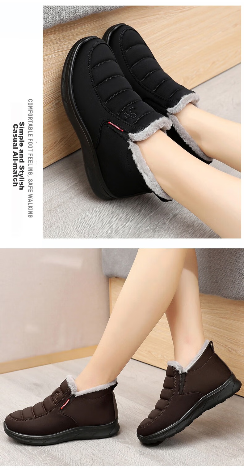 Ankang Winter Fleece-Lined Cotton Shoes, Traditional Beijing Cloth Shoes for Women, Middle-Aged And Elderly Waterproof Mom Shoes AK78896 Red 37 17
