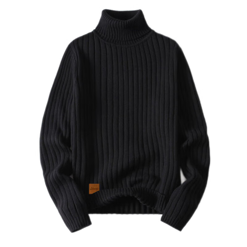 JEEP Men's Sweater, Autumn And Winter Turtleneck Knit Sweater, Men's Warm Top, Men's Base Layer, Black, 3XL