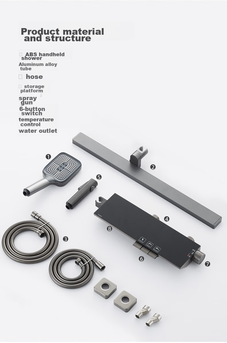 HUIDA Constant Temperature Shower Head Set with Brass Body, Home Bathroom Pressure-Increasing Shower Head Complete Set H-DW699 22