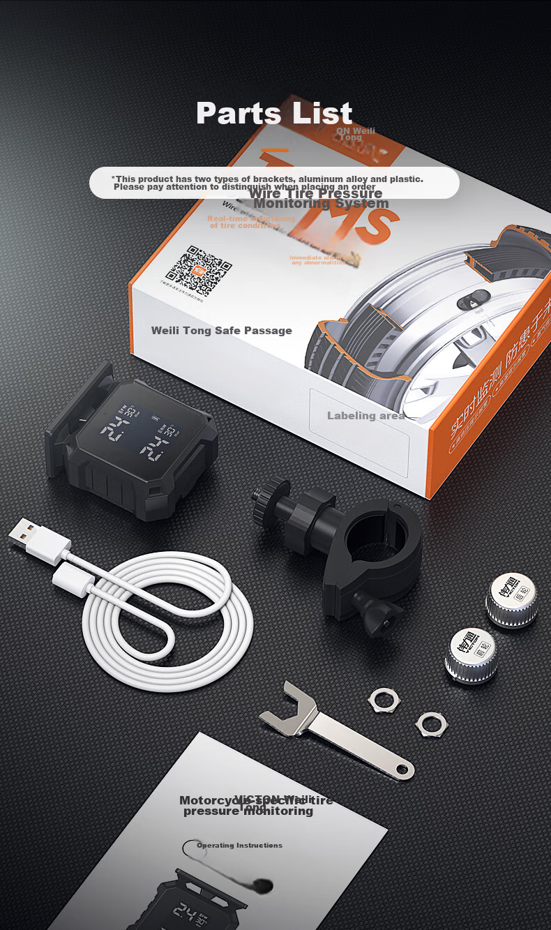 Victon Victon Motorcycle Tire Pressure Monitoring System, Electric Vehicle Solar-Powered Voice Alarm Tire Monitor 18