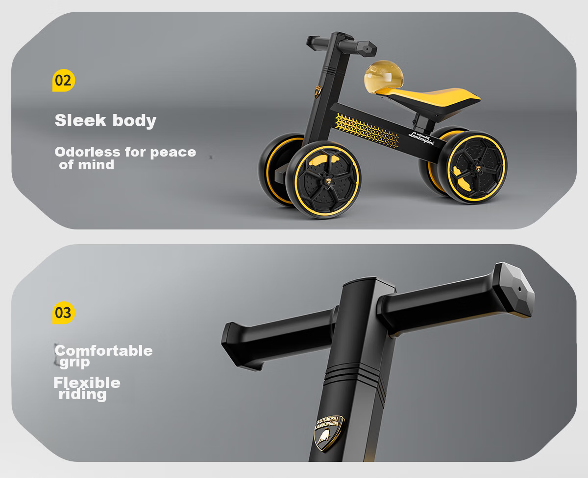 AUTOMOBILI LAMBORGHINI Children's Balance Bike for Ages 1-3, Anti-Rollover Baby Toy, National Day Birthday First Birthday Gift, Gliding Walker 28