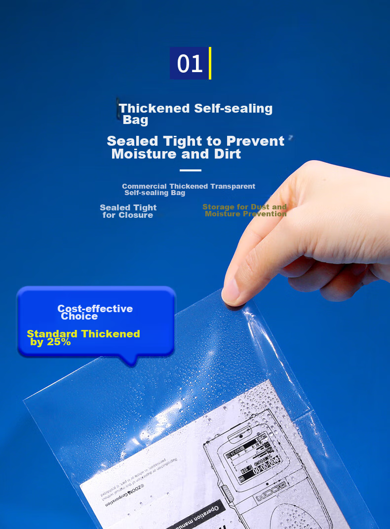 Yessel Thick Self-Sealing Food Bags, Large Size 12#34*45cm*100pcs, Sealing Bags, Transparent Zip Lock Bags, Clothing Storage Bags, Dust-Proof Moisture-Proof Plastic Bags 7
