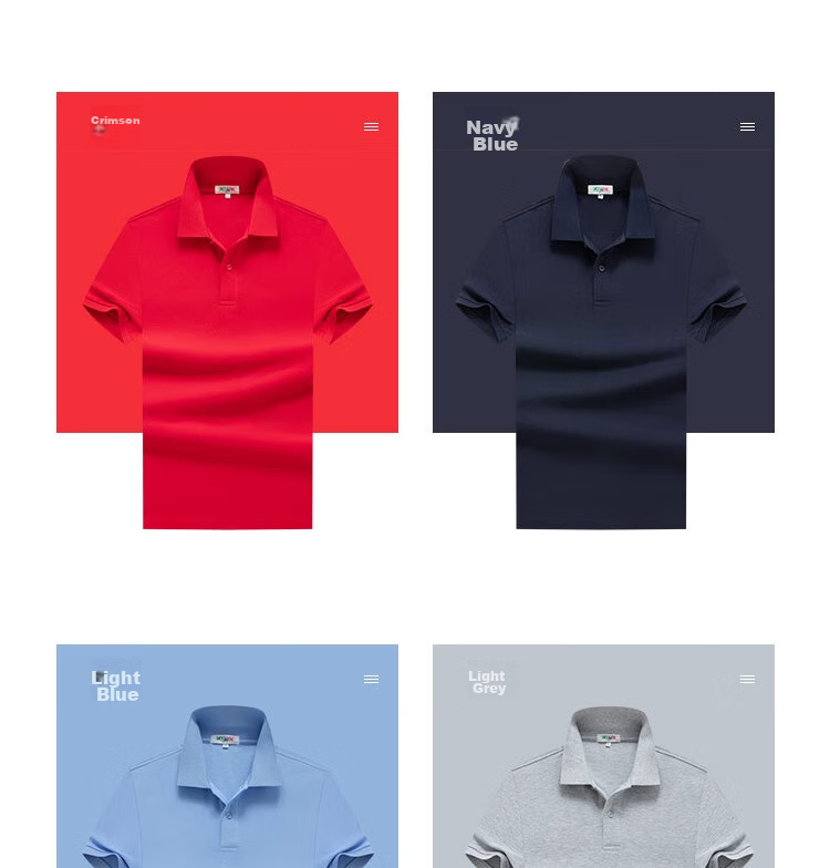 LIMENG [Pure Cotton T-Shirt] Men's Business Polo Shirt, Summer Loose-Fit Solid Color Lapel T-Shirt, Light Gray XL 11