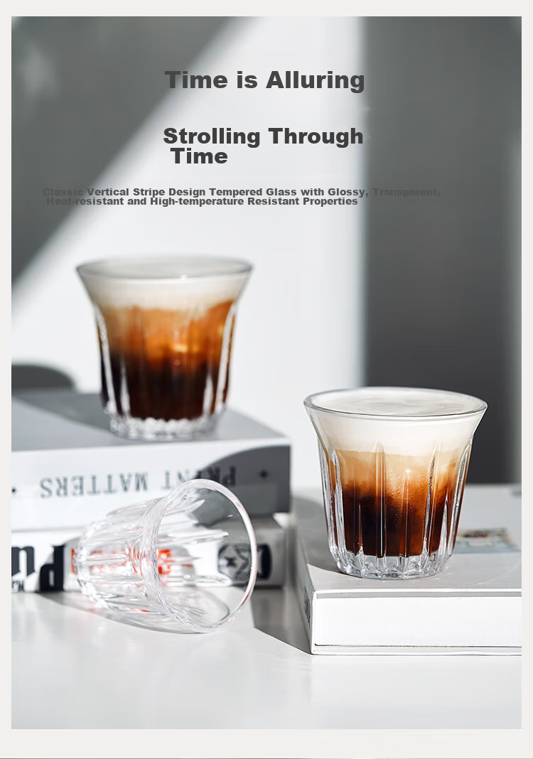 Bincoo Hand Brewed Coffee Glass Vintage Dirty Coffee Cup Australian White Cup Espresso Cup - Transparent 200ml 2
