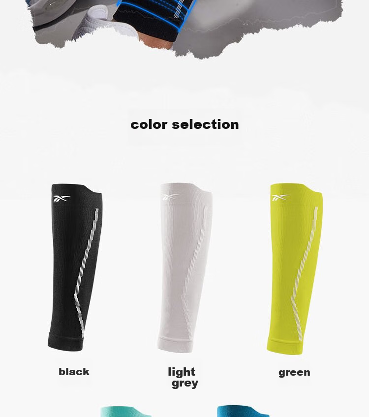 Reebok Calf Sleeves for Men And Women, Sports Leg Guards for Running, Knee Pads, Basketball And Soccer, Elastic Compression Support Gear, Cycling, Gray, Size L 13