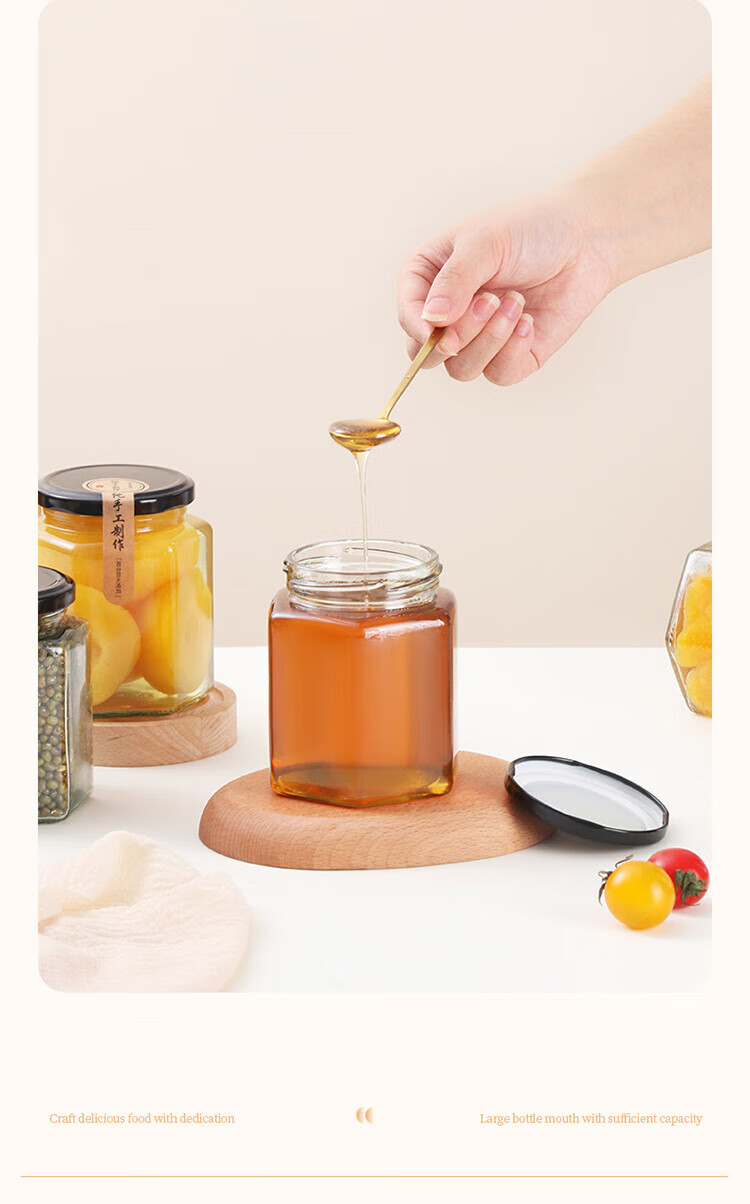 Baijie Glass Sealed Jar, Honey Bottle, Steaming And Cooking Glass Jar, Storage Container, Bird's Nest Dispensing Bottle, 500ml*6, for Preserving Laoba And Garlic 3