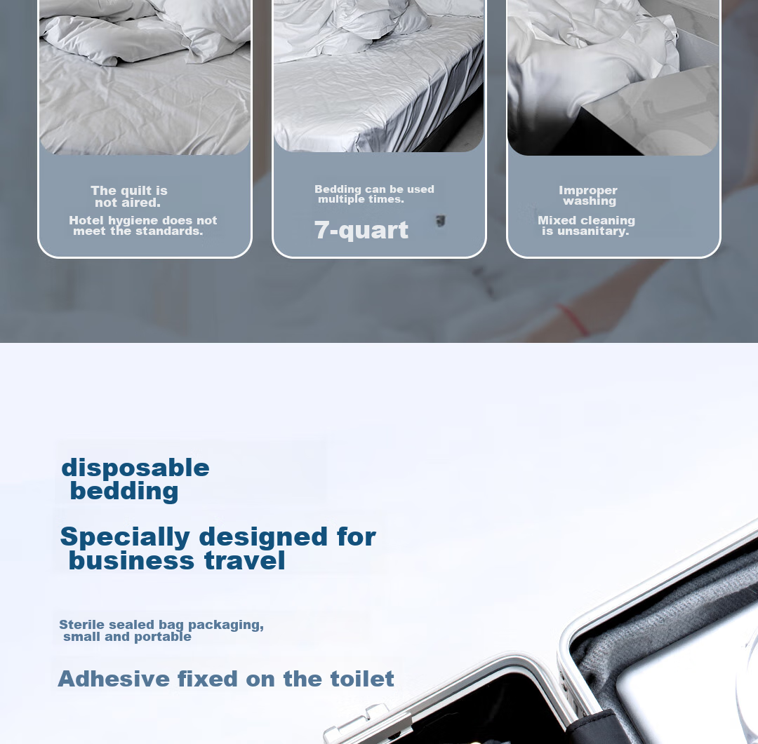 Deli Disposable Bedding Set, Includes Bed Sheet, Duvet Cover, Pillowcases, Thickened Bedding, Travel Essential, Portable, for Hotel Use, Suitable for Two People 4