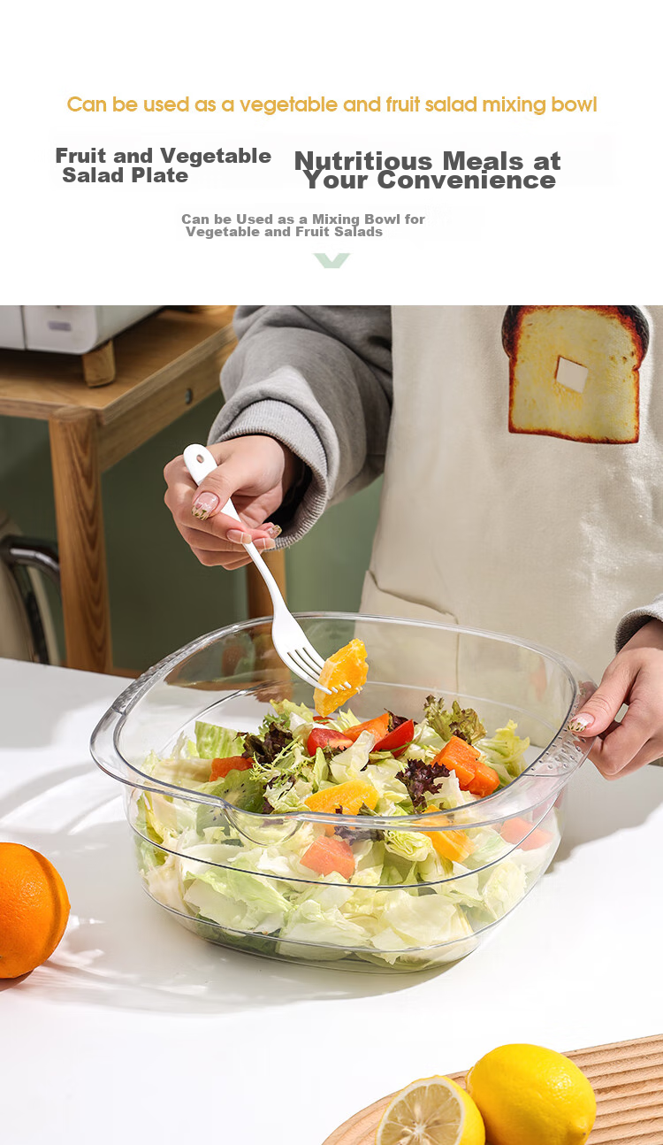 MAXCOOK Vegetable Washing Basket Draining Basket Plastic Double-Layer Vegetable Washing Basin Colander Strainer Basket 1 Basin 1 Strainer Dahong MCPJ3972 9