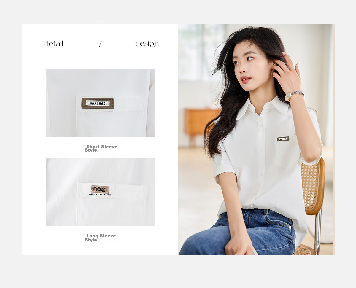 Taxiang Long-Sleeve Shirt for Women, Office Wear, Commuter White Shirt, Casual Loose Versatile Blouse Cardigan T141C2720 8