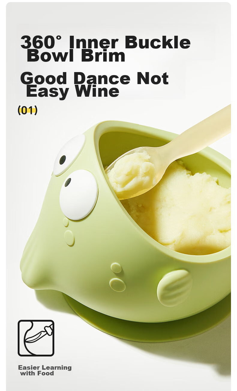 Huangchong Baby Food Bowl with Suction Base, Anti-Drop And Anti-Scalding Training Bowl for Infants And Children, Silicone Tableware for Learning to Eat 11