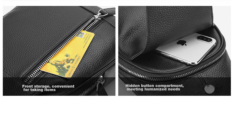 MEXICAN Men's Single Shoulder Crossbody Top-Grain Leather Chest Bag, Commuter Messenger Bag, Business Travel Lightweight Large Capacity Birthday Gift 9