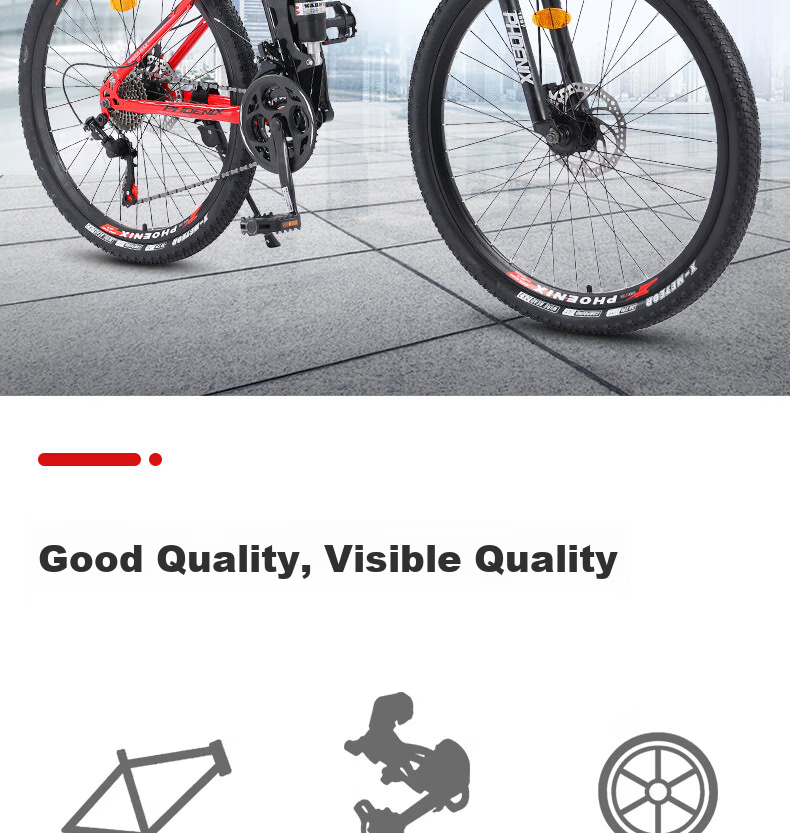 Phoenix Folding Mountain Bike, 27-Speed, Disc Brakes, Shock Absorption, Gear Shifting, for Adults, Men And Women, Students, Road And Off-Road Bicycles 2