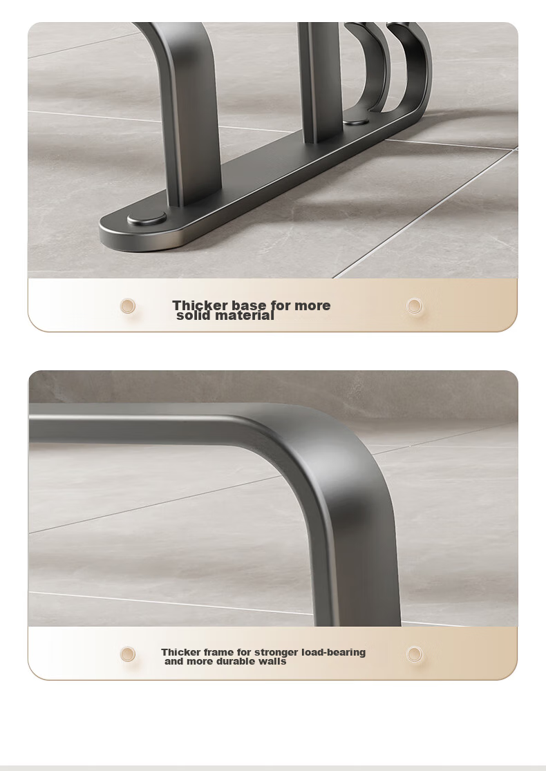Baihan Towel Rack, Space Aluminum, No Drilling Required, Wall-Mounted Bathroom Storage Shelf with Hooks, Organizer Hanger Rod 14