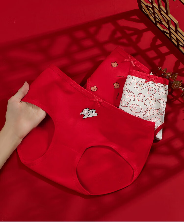 Hodohome Boys' Underwear, Hongyun Zodiac Year Red Shorts, Boys' New Year Festive Cotton Spandex Shorts, 311 170 14