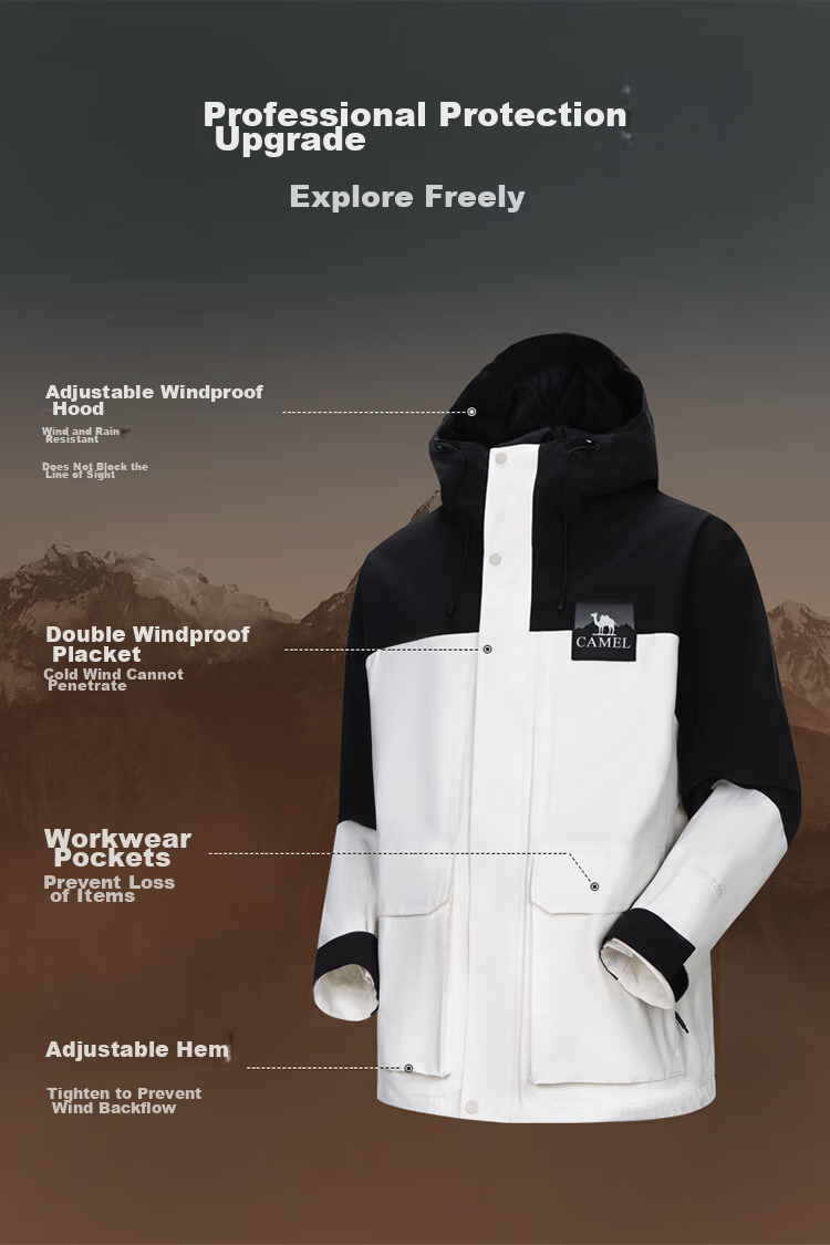 CAMEL Windbreaker Jacket for Men And Women, Spring And Autumn Outdoor Workwear Hard Shell Single Layer Heavy Rain Hiking Suit B109 L 7