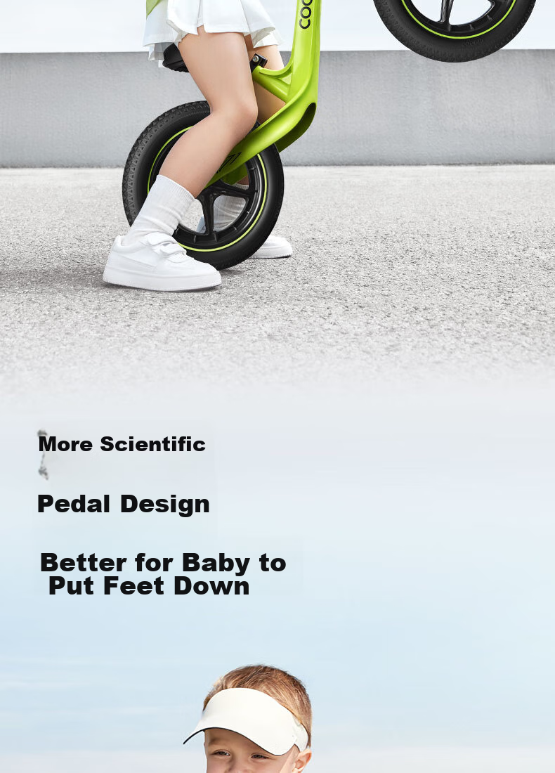 COOGHI Children's Balance Bike for Ages 1-7, 12-Inch Magnesium Alloy Frame with Solid Wheels S3Pro COOGHI Green Kuqi 22