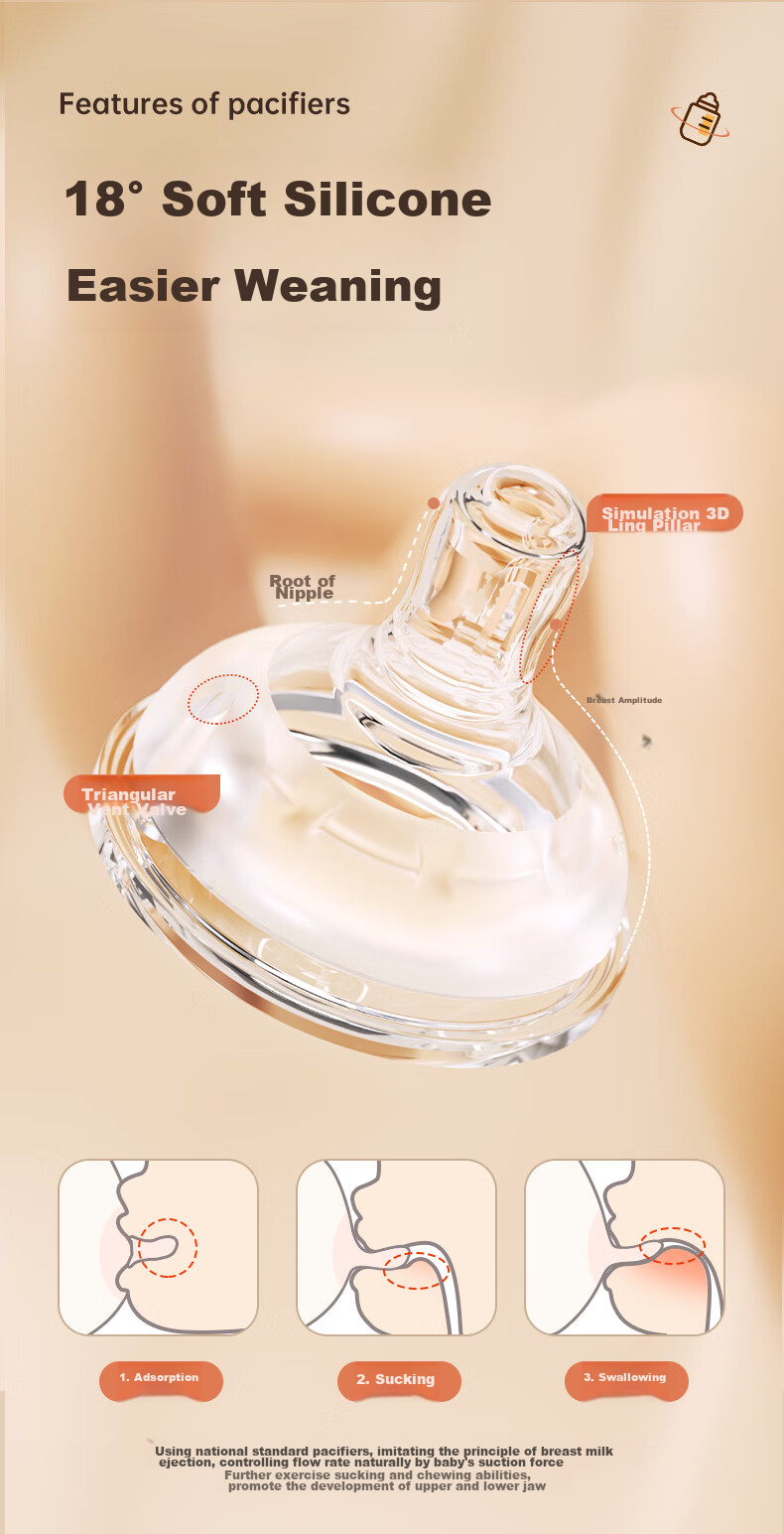 Potato Straw Bottle for Infants, Wide Mouth Glass Bottle with Handle And Gravity Ball, Suitable for 4 Months And Above, 240ml, Peach Pink 5