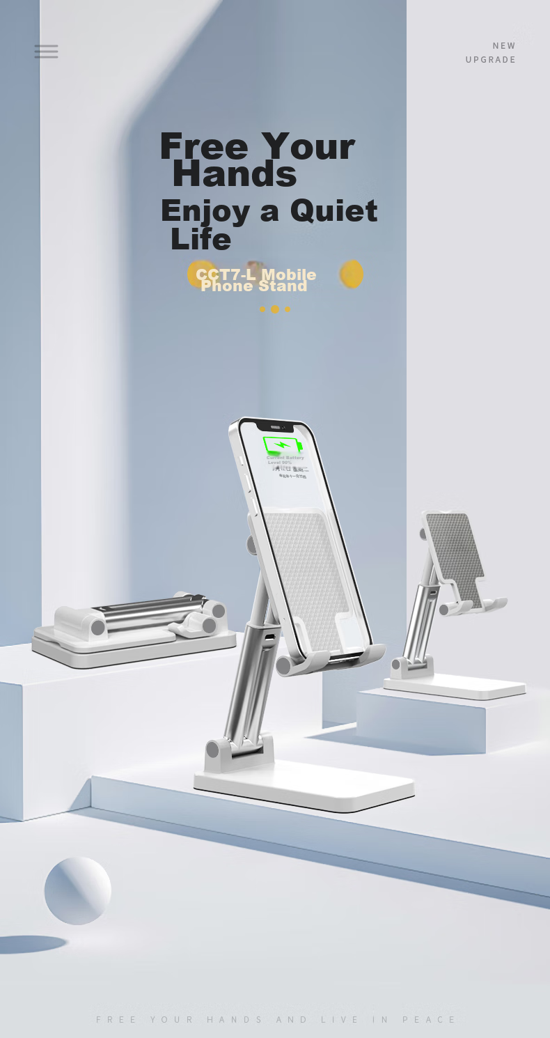 Kelleia [Upgraded Dual-Rod] Phone Stand, Live Streaming Desktop Stand, Lazy Stand, Influencer IPad Tablet Foldable Extendable Adjustable Stand, White 1
