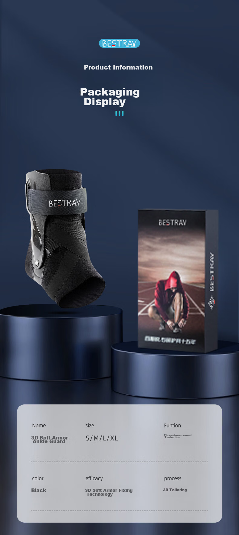 Bestray 3D Sports Ankle Brace, Basketball Anti-Sprain Foot Protector, Ankle Recovery Support, Ankle Joint Protection Sleeve 11