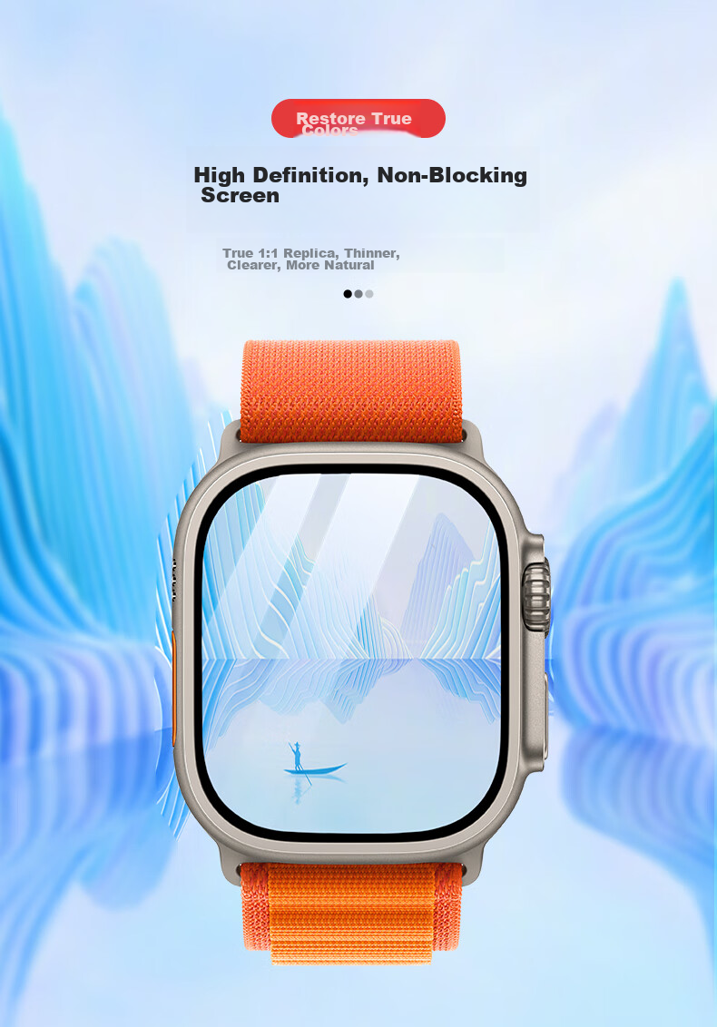 BHO [Compatible with Ultra3/2/1] Tempered Glass Screen Protector for Apple Watch Ultra3, Full Coverage Protective Film for Apple Watch Ultra3/2/1 8