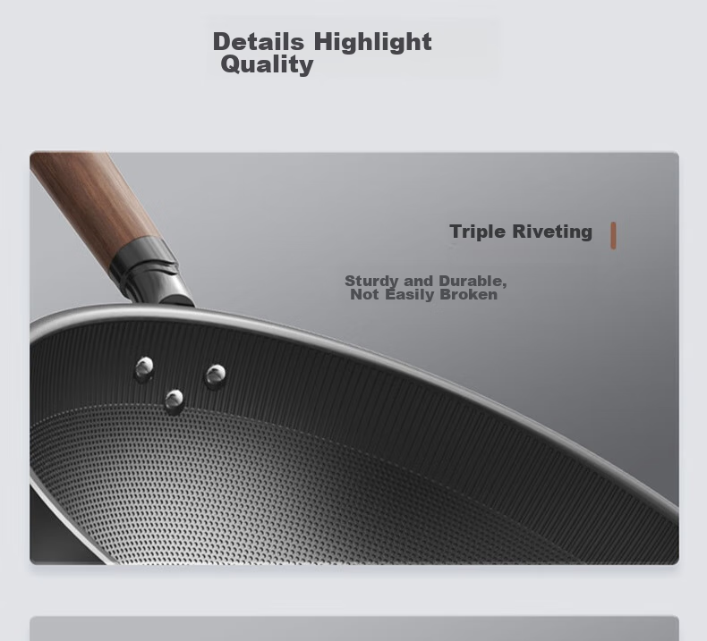 Kobach Wok Iron Pan Non-Stick Frying Pan, Uncoated Bionic Non-Stick Iron Pan, Suitable for Stove, 32cm 27