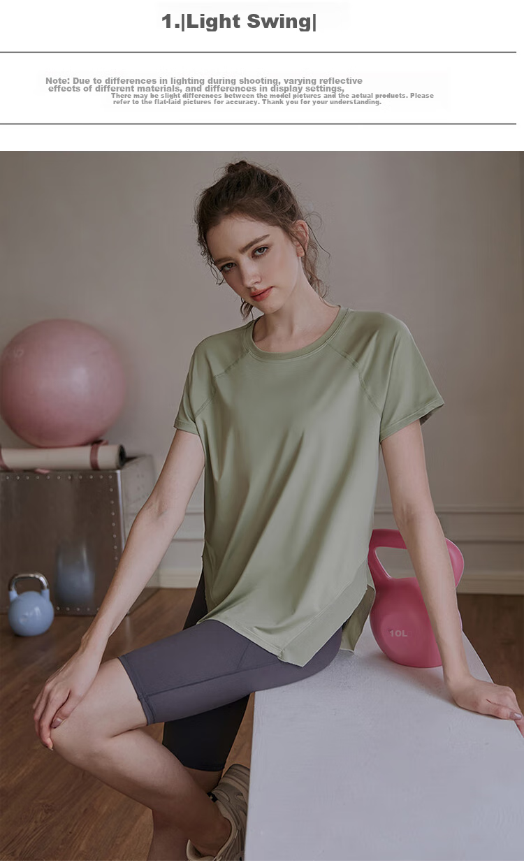 XUEXIMAN Yoga Top for Women, Loose-Fitting Sports Short-Sleeve T-Shirt, Quick-Drying Breathable Professional Yoga Fitness Pilates Top 11