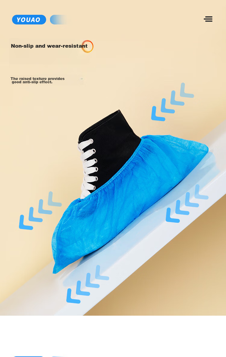 YOUAO Disposable Shoe Covers, Non-Woven Fabric, 100 Pieces, Extra Thick, Indoor Breathable, Dust-Proof Foot Covers, Wear-Resistant, Non-Slip, Enlarged Size, 400g 6