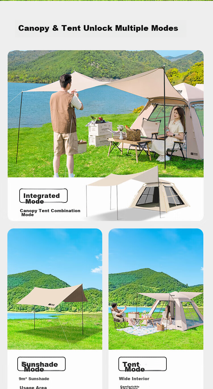TAN XIAN ZHE Tent, Outdoor Camping, Park, Wilderness, Children's Family, Fully Automatic, Portable, Sun-Shading, Multi-Person Tent 4