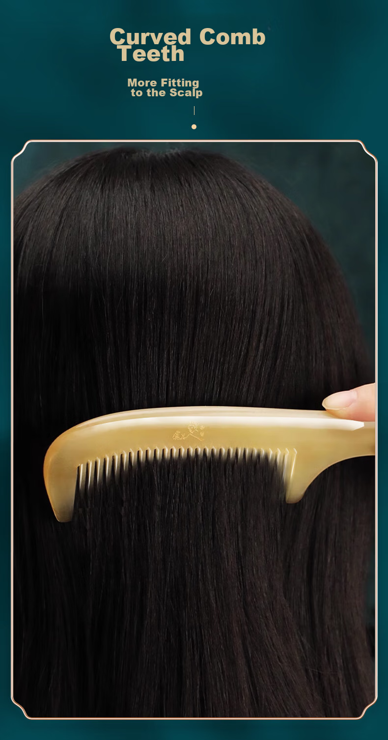 Yumeiren Comb, White Buffalo Horn Comb, Thickened And Enlarged, Women's Massage Comb, Wedding Gift, Birthday Present for Girlfriend 13