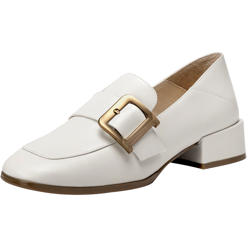 C.BANNER Women's Loafers, Fashionable Slip-On Shoes, Comfortable Leather Shoes, Peas Shoes A22405858 Beige 37