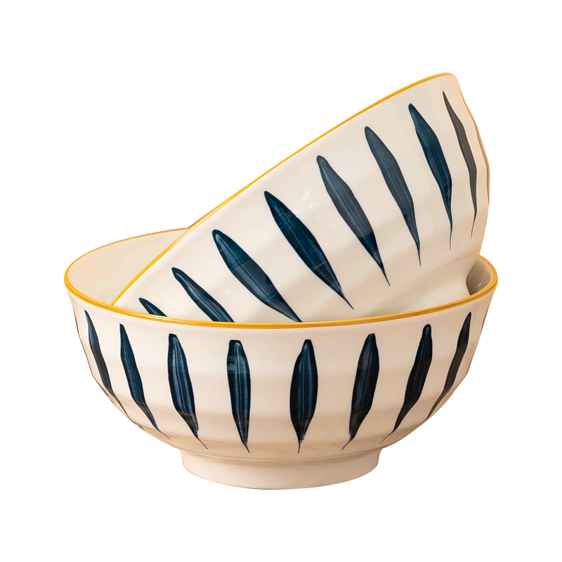 JD Original Tableware Set, Housewarming Ceramic Noodle Bowls Japanese Style Qinghe Soup Bowls 8 Inches *2
