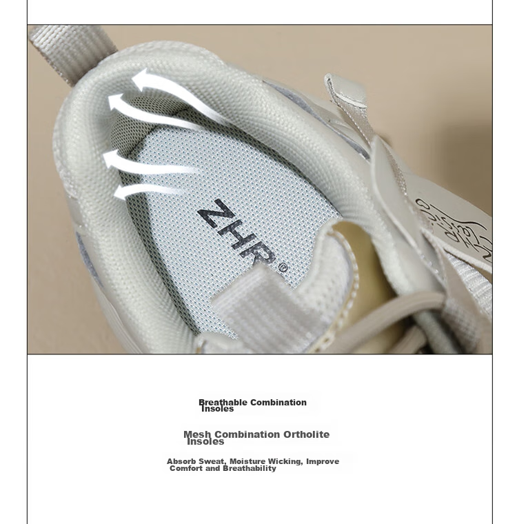 ZHR Dad Shoes for Women, Sports Running Thick-Soled Casual Shoes, Trendy Breathable Comfortable Patchwork Women's Shoes, G673 Gray Gold, Size 36 11