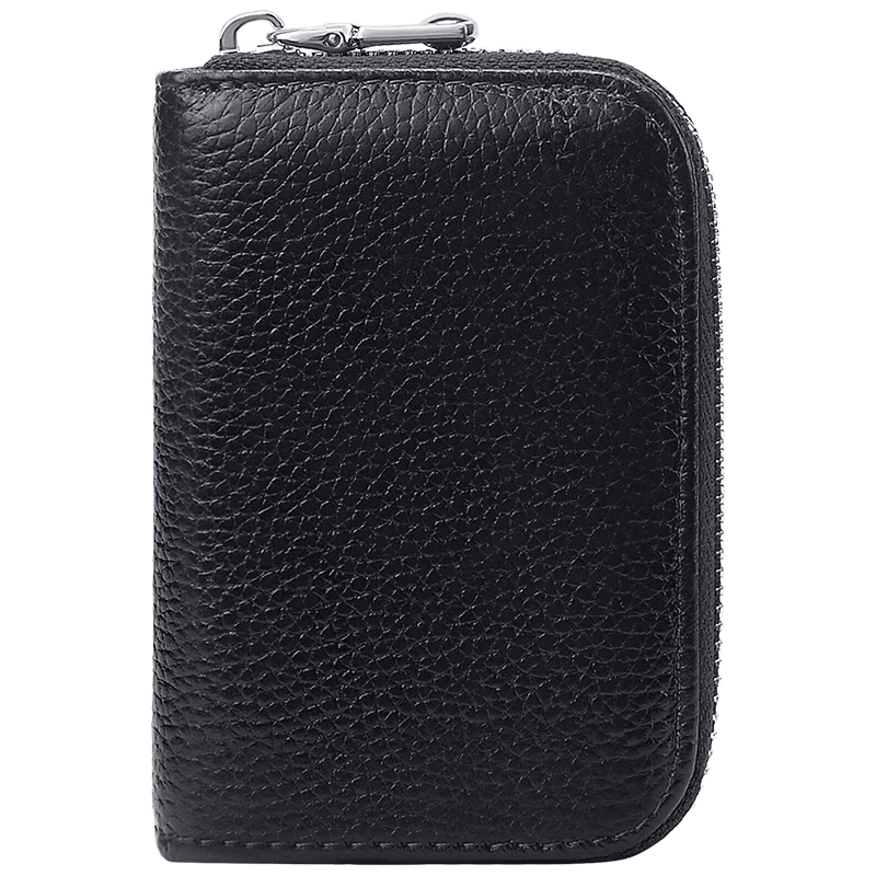 V.NINE Top-Grain Leather Card Holder for Men with Multiple Card Slots, Anti-Theft Business Card Case, Anti-Magnetic Driver's License Holder, Coin Purse, Birthday Gift for Husband Or Boyfriend, Valentine's Day Or New Year Present, Black