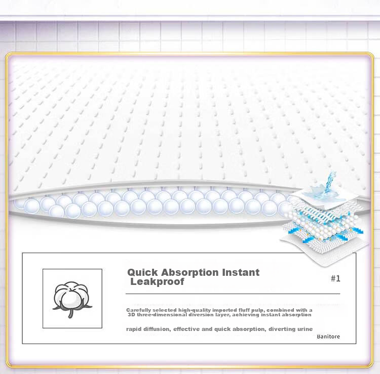 Banitore Quick-Absorbing Leak-Proof Pull-Up Diapers, Size L, 60 Pieces (95-120cm), Elderly Incontinence Pads, Adult Diapers, Pull-Ups 7