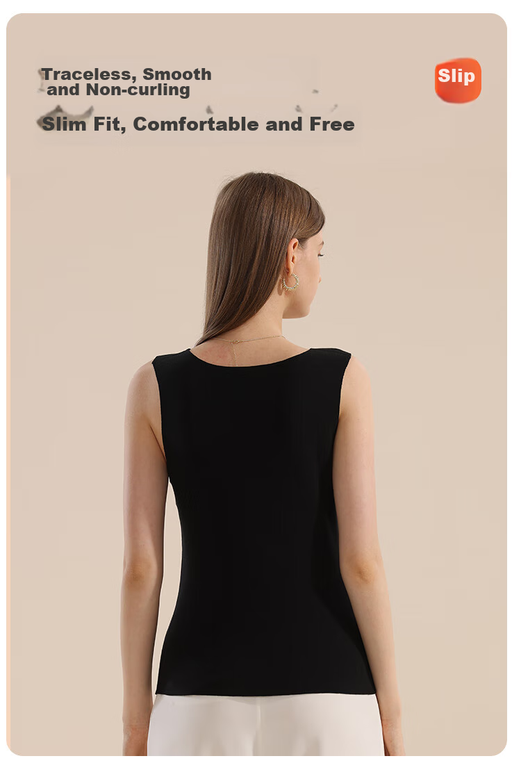 MiiOW New Cotton Modal Women's Thermal Vest, Soft Fleece Heating Silk Seamless Inner Layer Skin-Friendly Base Shirt, Black M 13