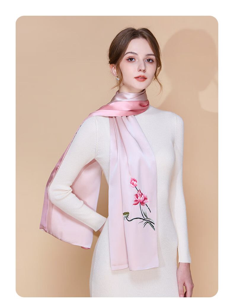 Hangsilu Silk Scarf And Table Runner Set for Women, Mulberry Silk High-End Birthday Gift for Mother And Elders on Mid-Autumn Festival 13