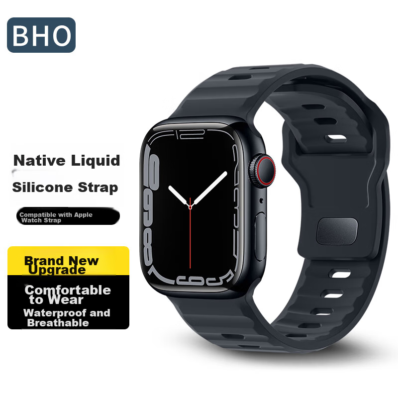 BHO Compatible Apple Watch S12 Band, Apple Watch S11/Ultra4 Stepped Silicone Strap, IWatch S10/9/8/7/SE3/Ultra2 Sports Band