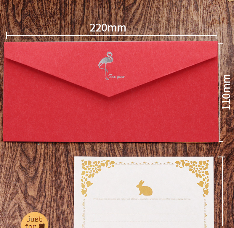LISON 1536 Western-Style Envelopes, Red, 10 Pieces/pack, Vintage Simple Business Gold-Stamped Envelopes And Letter Paper with Sealing Stickers, Love Letter Set, European Style Envelope Bags 9