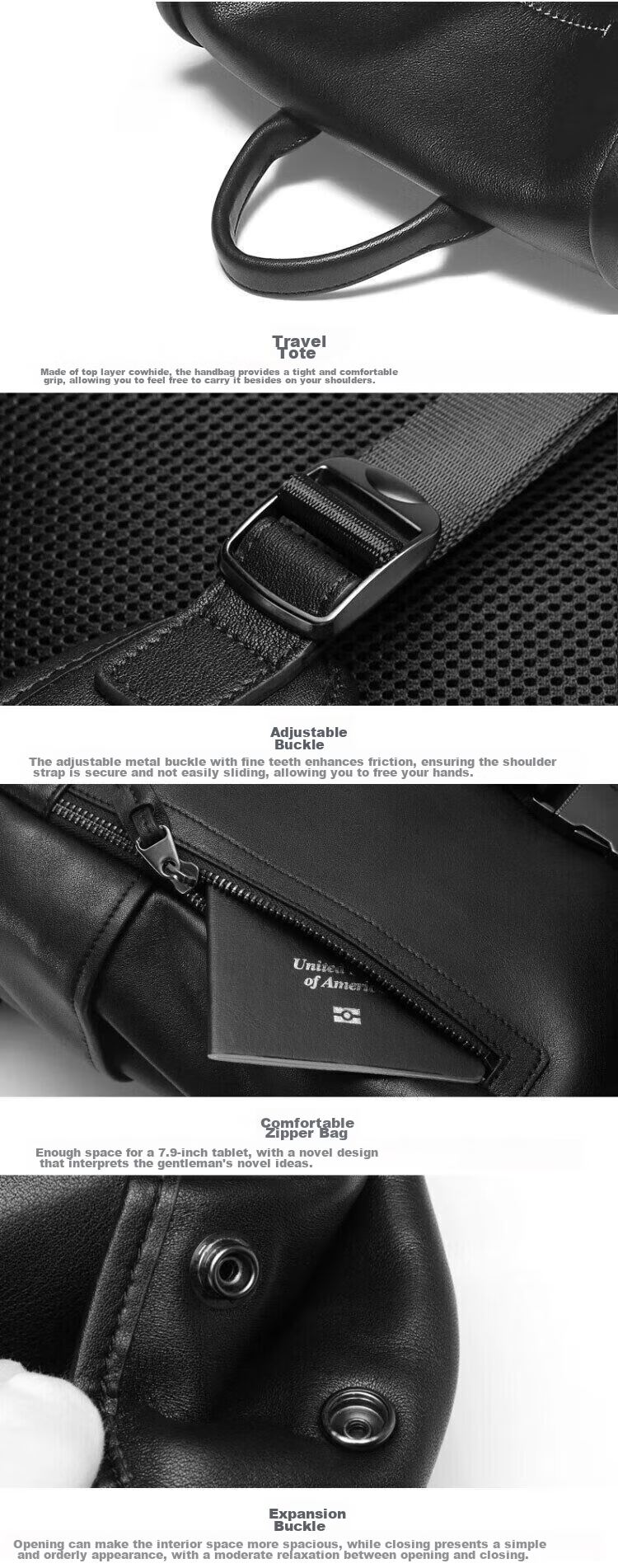 BVP Genuine Leather Backpack for Men, Top-Grain Cowhide Business Bag, British Style Fashion Laptop Bag, Birthday Gift 17
