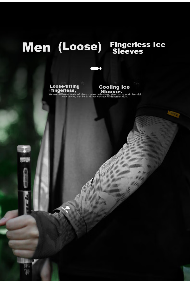 Zhanshuniao Wide Sleeve Ice Silk Sun Protection Finger Sleeves for Men, Summer UV-Resistant Sun-Blocking Ice Sleeves for Fishing And Cycling 2