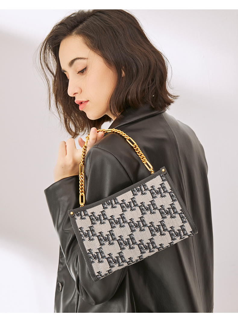 ELLE New Women's Handbag, Chain Flower Pattern, Tote Bag, Shoulder Bag, Crossbody Small Square Bag, Underarm Bag, Birthday Gift, 22016 4