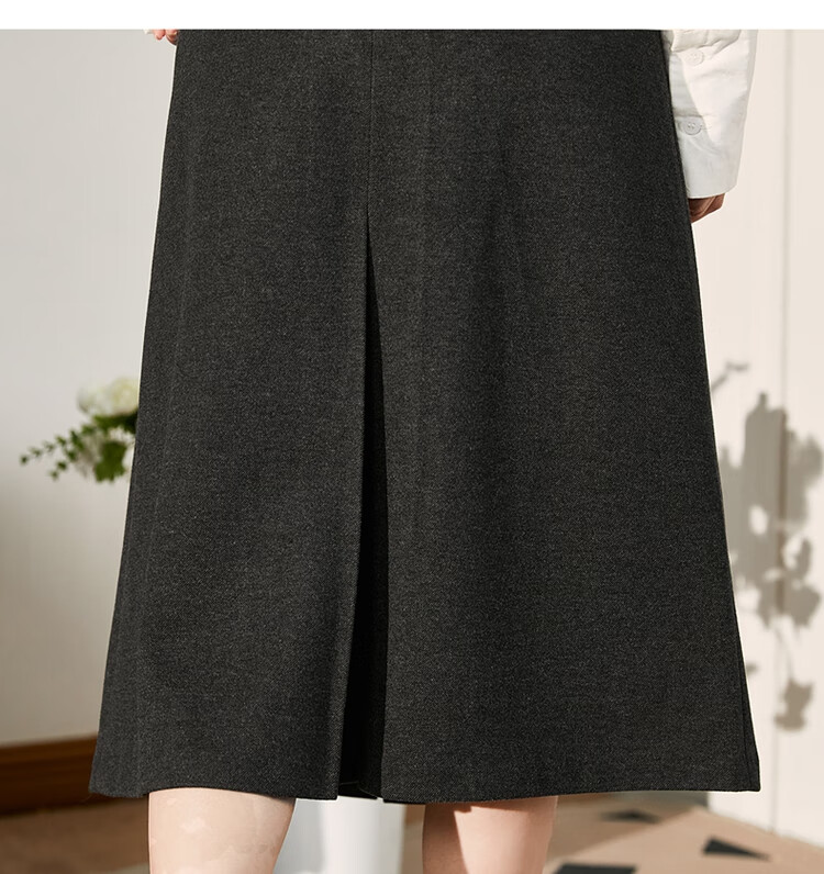 TonLion 2023 Women's High-Waisted A-Line Pleated Midi Skirt, Academic Style, Linen Gray, L 13