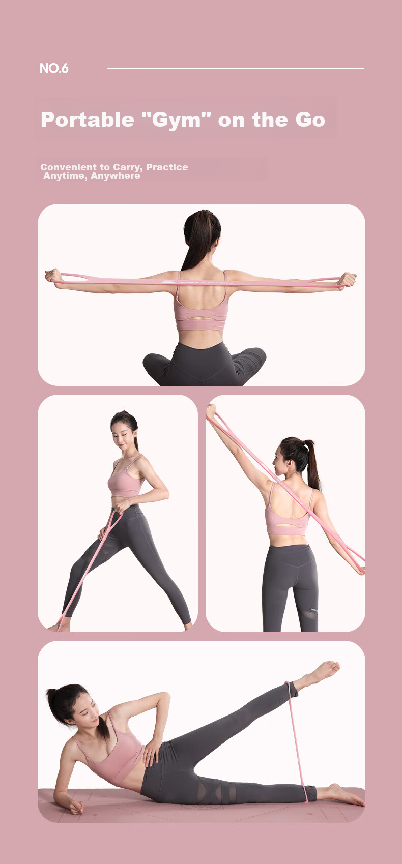 CALLIVEN Resistance Band for Back Exercises, Yoga Stretching, Chest Expansion And Back Shaping, Pink, 20-25 Lbs 6