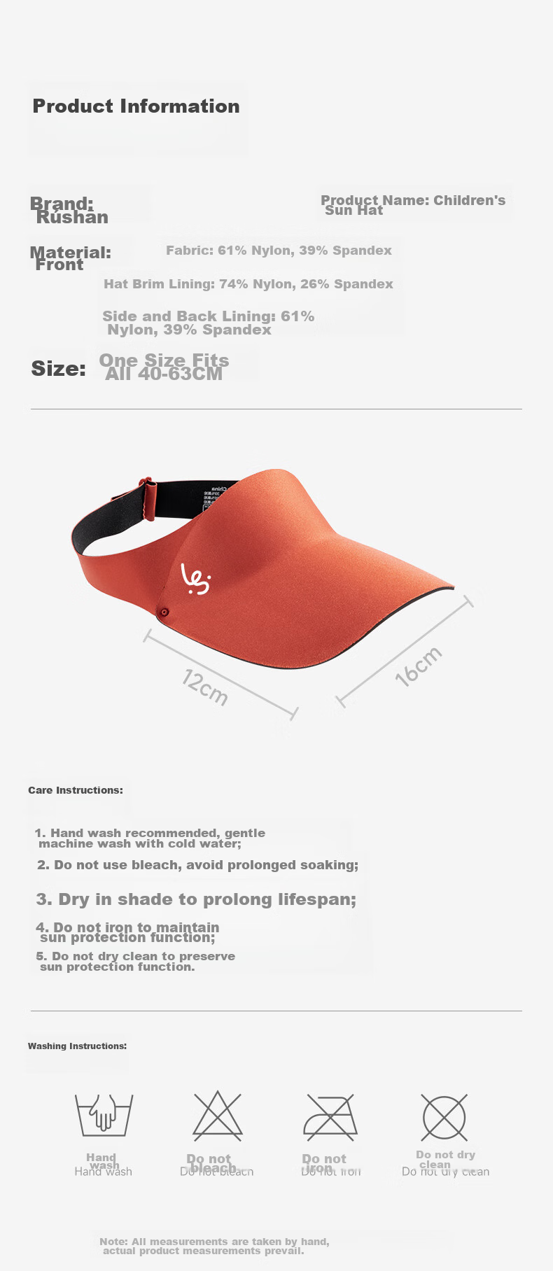 LUSN Children's Sun Protection Hat, Outdoor Sun Visor Cap, Boys And Girls Baby Infant Visor Cap, Baseball Cap Beach Hat 8