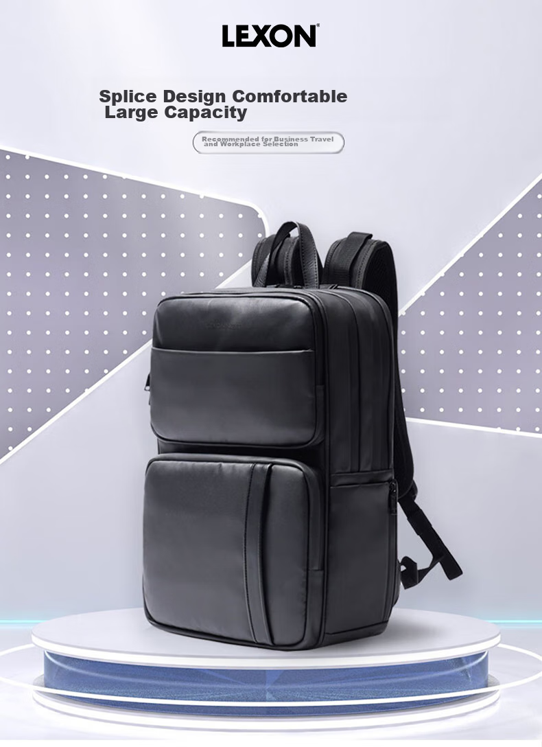 LEXON Men's Backpack, 15.6/16 Inch Laptop Bag, Genuine Leather Business Backpack, Large Capacity Travel Schoolbag 1