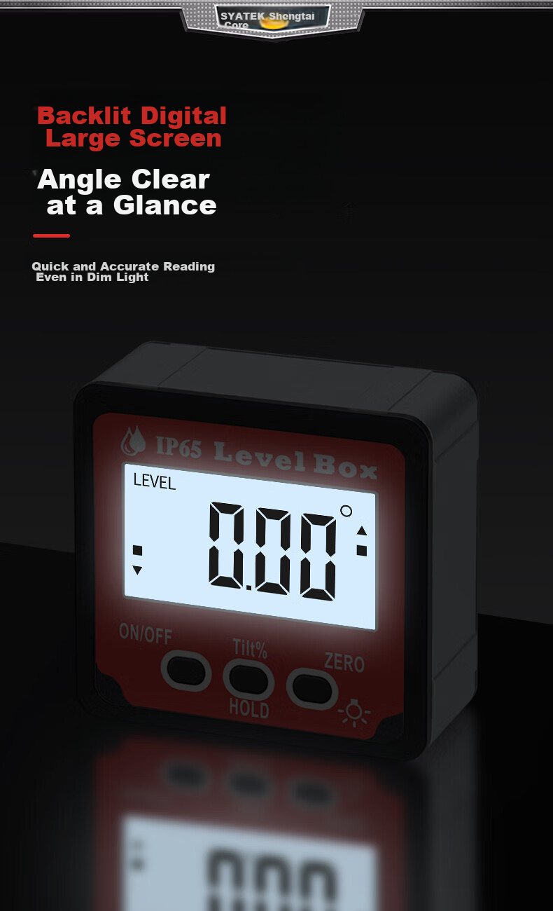 SYNTEK Mini Angle Measuring Instrument, Compact Digital Inclinometer, Electronic Slope Meter with Magnet, High-Precision Leveling Gauge 2