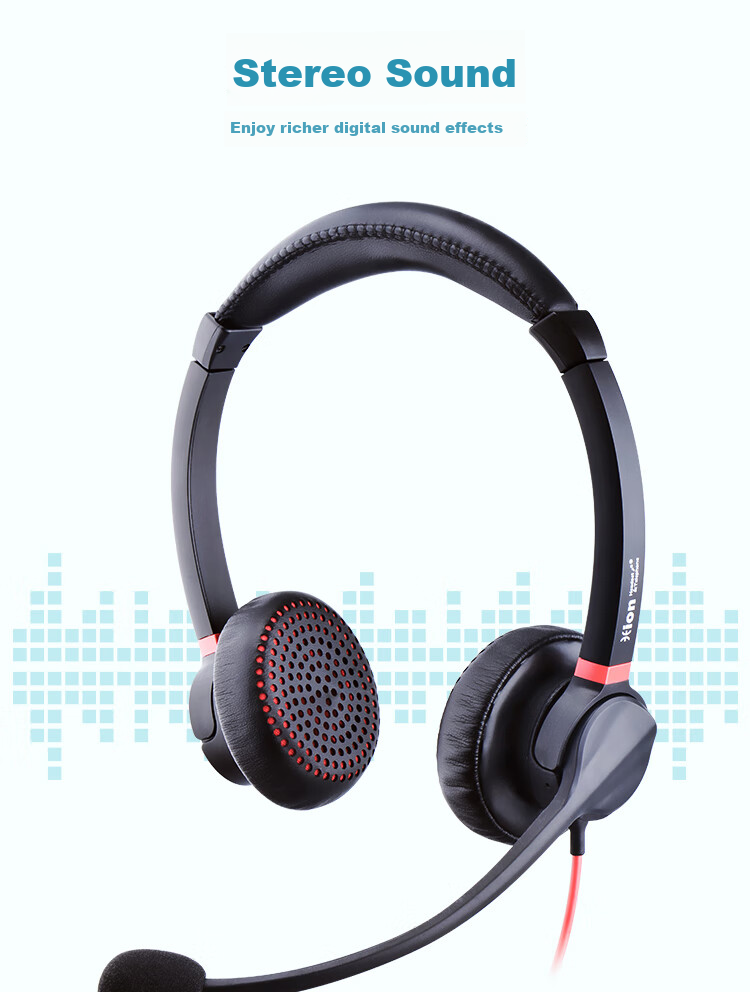 HION H730D Headset, Dual-Ear Call Center Headphones, Dual-Microphone Smart Noise-Cancelling Customer Service Headset, Call Center Agent Computer Headset, Online Education Training, Telemarketing Headset - USB 7