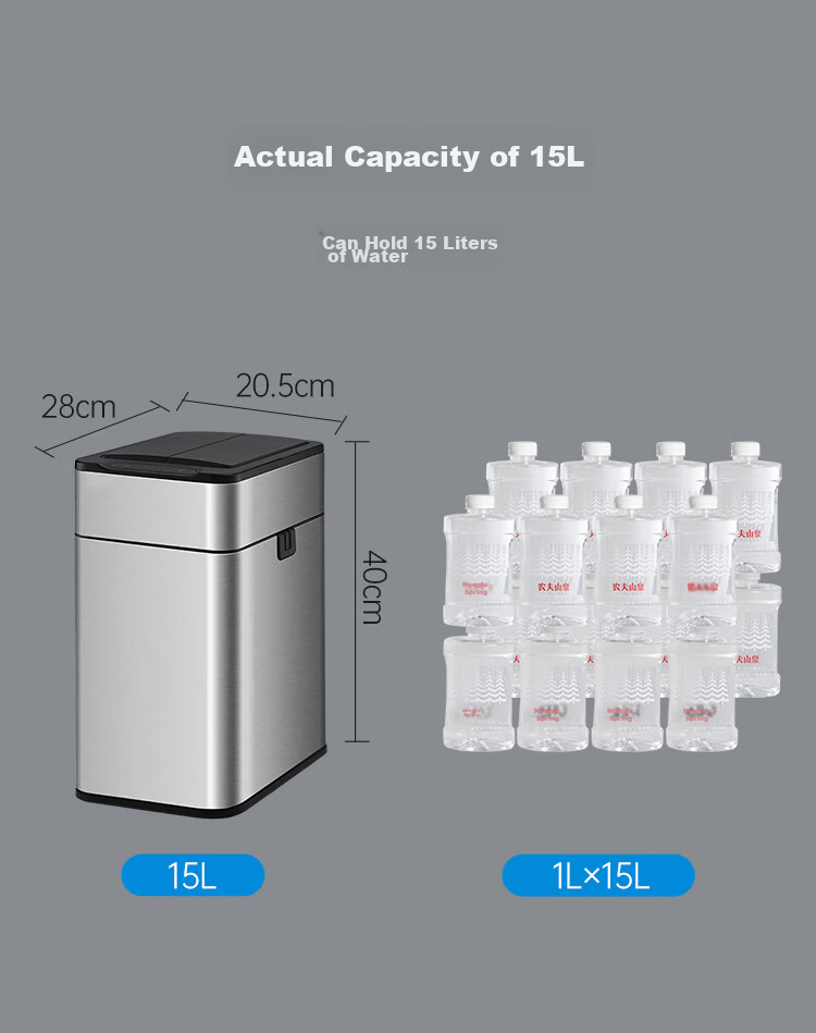 JD Original Stainless Steel Smart Sensor Trash Can 15L with Lid for Bathroom, Kitchen, Living Room And Office 6